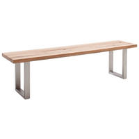 SITZBANK in Holz, Metall Eichefarben, Edelstahlfarben  - Edelstahlfarben/Eichefarben, Design, Holz/Metall (200/50/40cm) - MID.YOU
