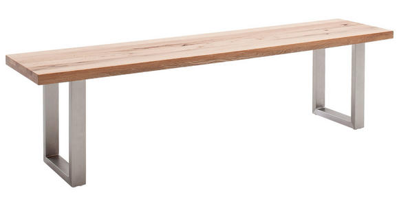 SITZBANK 180/50/40 cm in Eichefarben, Edelstahlfarben - Edelstahlfarben/Eichefarben, Design, Holz/Metall (180/50/40cm) - Novel
