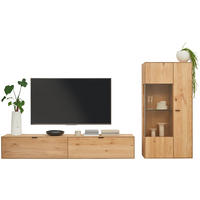 WOHNWAND  in Wildeiche  303,8/184,6/37,1 cm  - Wildeiche/Schwarz, Natur, Glas/Holz (303,8/184,6/37,1cm) - Valnatura