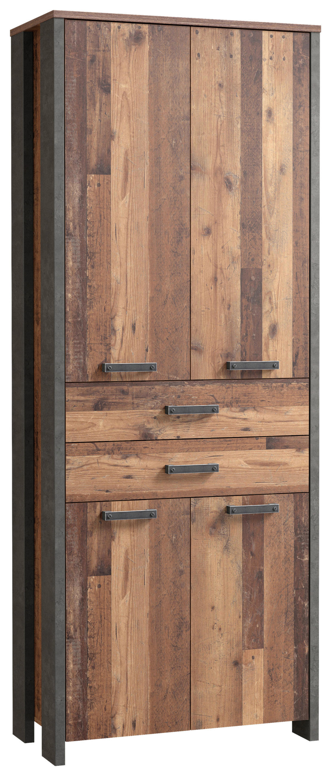 Hochschrank "Cliff" , Braun, Dunkelgrau - Dunkelgrau/Braun, KONVENTIONELL, Holzwerkstoff/Kunststoff (86/221/42cm) - MID.YOU