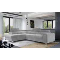 ECKSOFA Hellgrau Samt  - Silberfarben/Hellgrau, Design, Textil/Metall (205/278cm) - MID.YOU