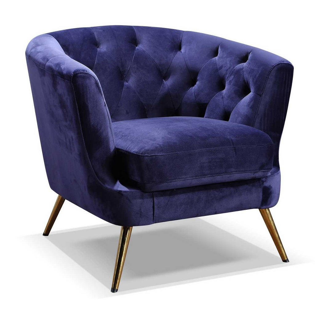 Polstersessel Mit Armlehnen Lita Samtbezug Blau