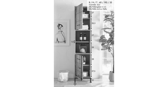 HOCHSCHRANK 40/190/35 cm  - Wildeiche/Schwarz, Basics, Holz/Metall (40/190/35cm) - Linea Natura