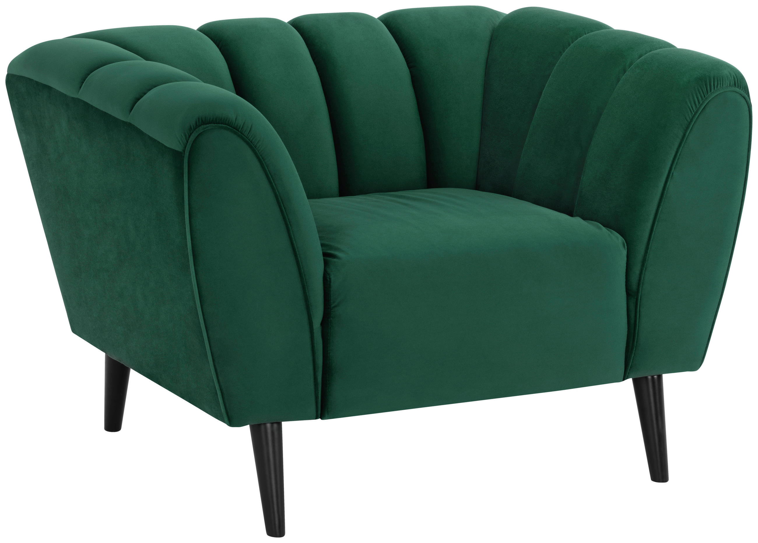 COCKTAILSESSEL Samt Grün    - Schwarz/Grün, MODERN, Holz/Textil (116/78,5/87cm) - P & B