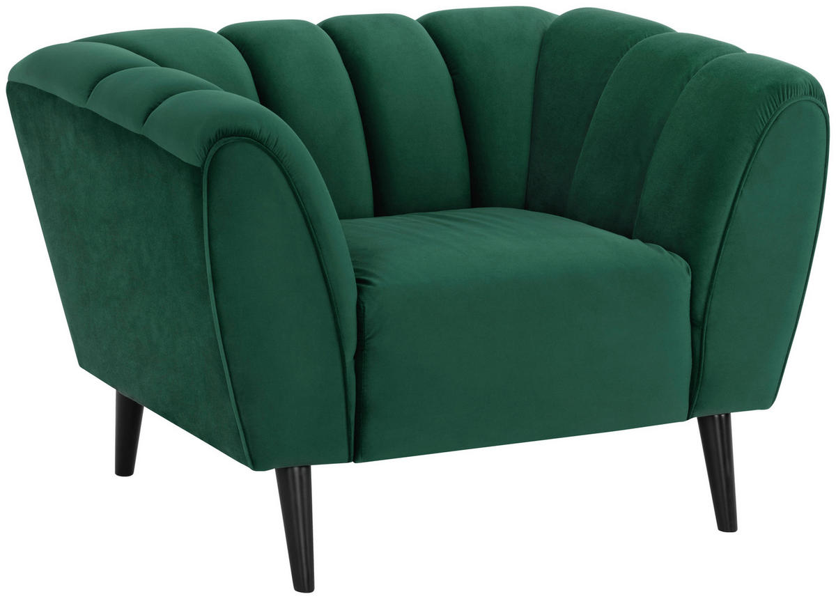 COCKTAILSESSEL Samt Grün    - Schwarz/Grün, MODERN, Holz/Textil (116/78,5/87cm) - P & B