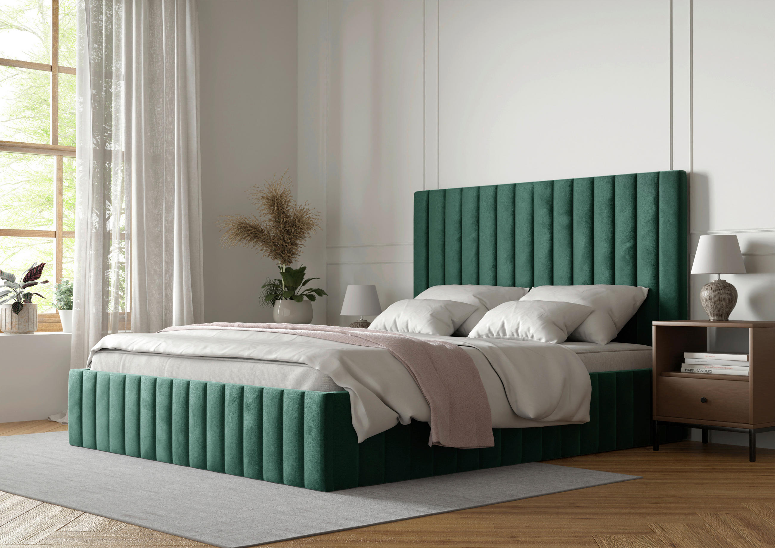 POLSTERBETT Bettkasten, Lattenrost 180/200 cm  in Dunkelgrün  - Dunkelgrün/Schwarz, Design, Holz/Textil (180/200cm) - Boxxx