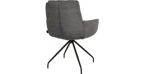 ARMLEHNSTUHL  Stoffauswahl, Typenauswahl, Sitzfläche 360° drehbar, Gestellauswahl Cord  - Anthrazit/Schwarz, Design, Textil/Metall (63/90/69cm) - Johann Jakob