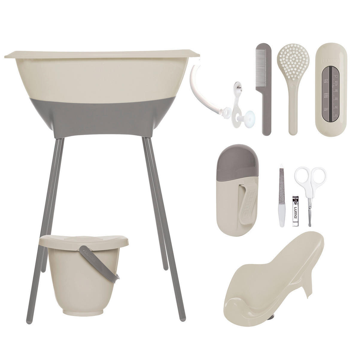 BABYBADESET Almond 8-teilig  - Taupe, Basics, Kunststoff (79,1/39,1/45,6cm) - Luma