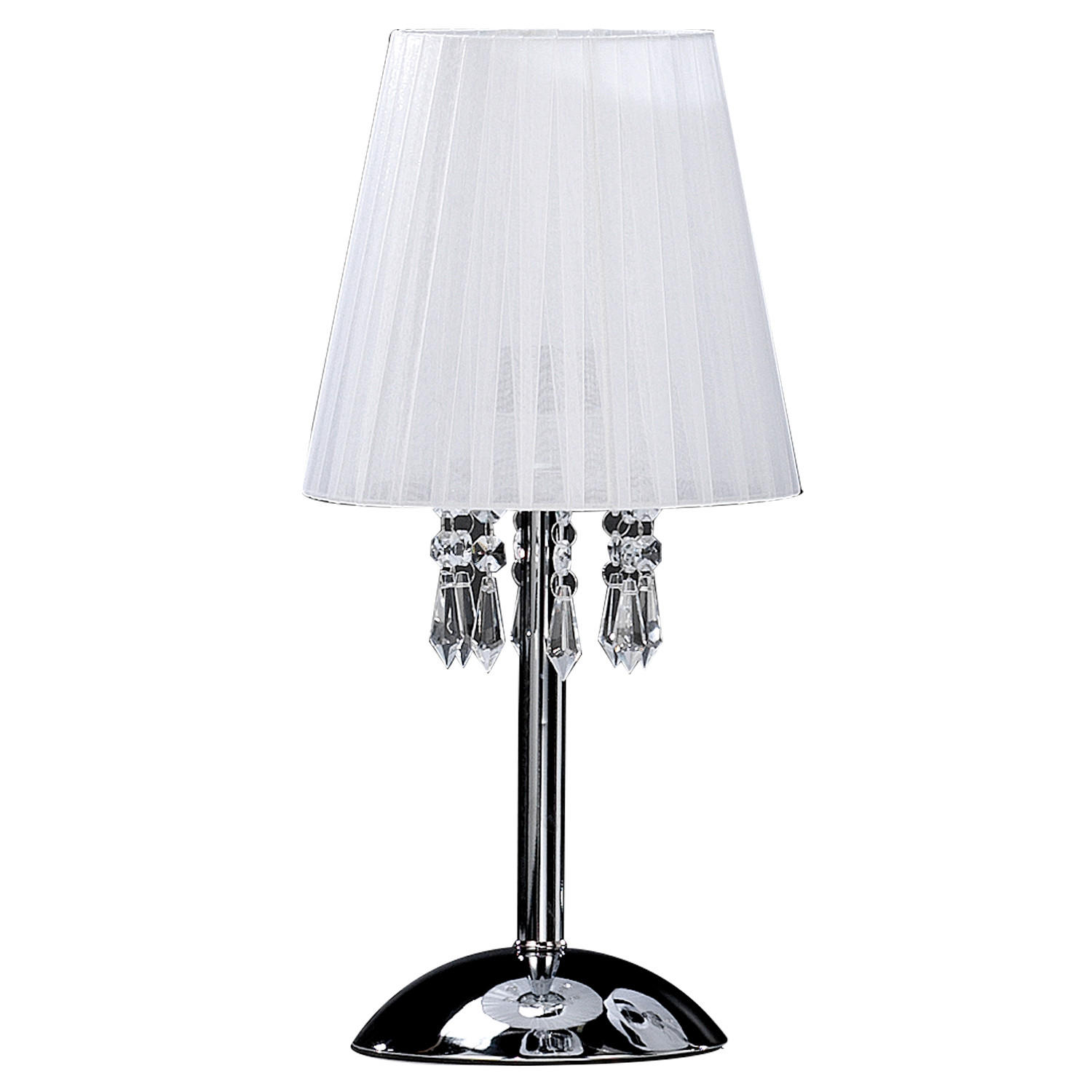 KRISTALL-TISCHLEUCHTE 20/42 cm  - Chromfarben/Weiß, KONVENTIONELL, Glas/Textil (20/42cm)