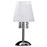 KRISTALL-TISCHLEUCHTE 20/42 cm  - Chromfarben/Weiß, KONVENTIONELL, Glas/Textil (20/42cm)