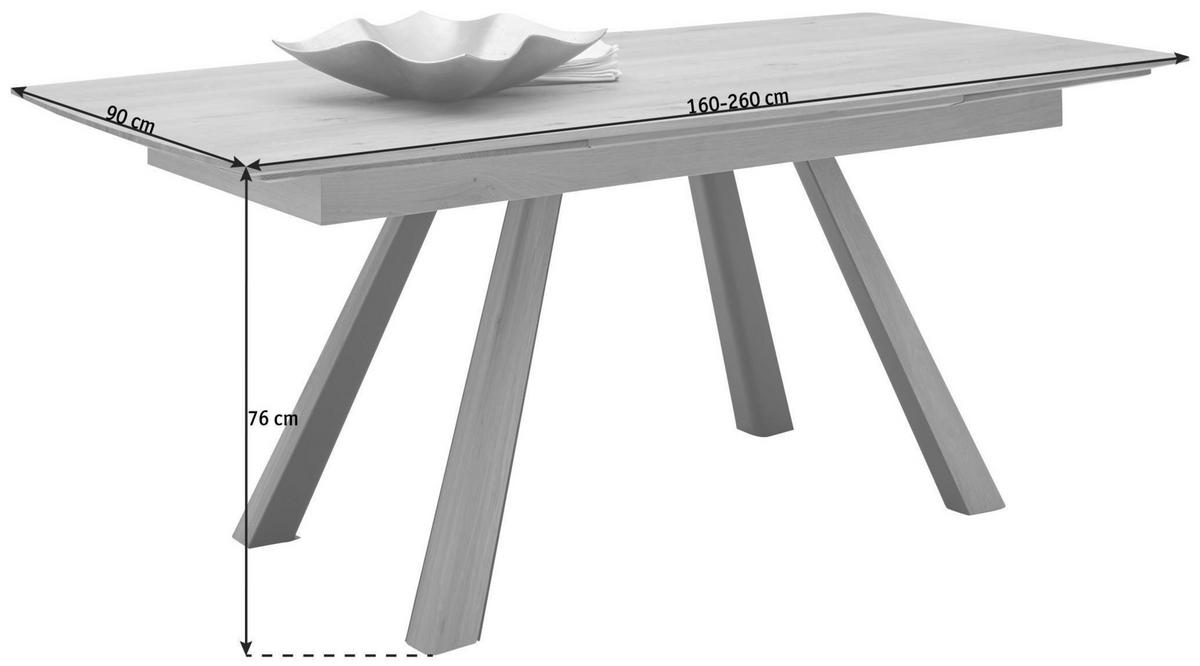 ESSTISCH in Holz, Metall 160-260/88/95/76 cm   - Eichefarben/Anthrazit, Natur, Holz/Metall (160-260/88/95/76cm) - Valnatura
