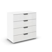 KOMMODE  in 80/81/42 cm  - Chromfarben/Weiß, Design, Glas/Holzwerkstoff (80/81/42cm) - Carryhome
