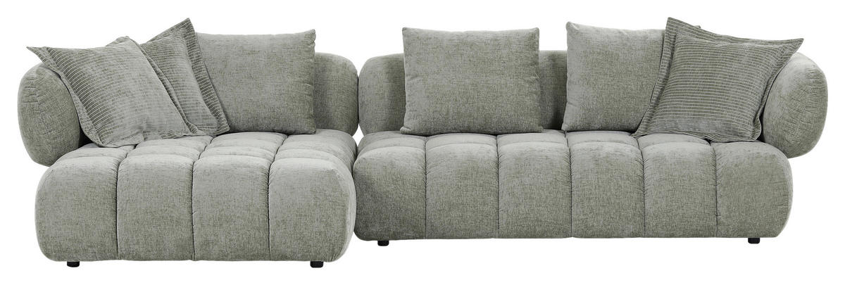 ECKSOFA in Flachgewebe Olivgrün  - Schwarz/Olivgrün, Konventionell, Kunststoff/Textil (156/318cm) - Carryhome