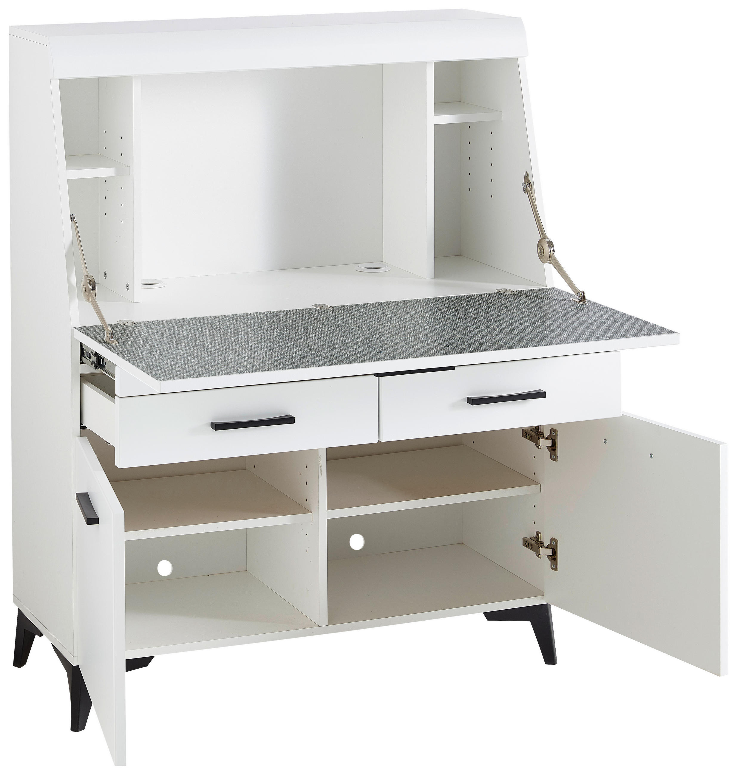 Thumbnail - Carryhome Sekretär, Weiß, Kunststoff, 2 Schublade(n) Schubladen, 98x124x42 cm, Kabeldurchlass, Stauraum, Arbeitszimmer, ...