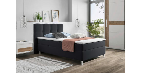 BOXBETT 120/200 cm in Anthrazit - Anthrazit/Alufarben, KONVENTIONELL, Kunststoff/Textil (120/200cm) - Carryhome