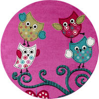 KINDERTEPPICH Eule Polypropylen gewebt saugroboter Kurzflor Kinderzimmer Violett Rund 120x120 - Lila, Textil (120/120cm) - KADIMA DESIGN