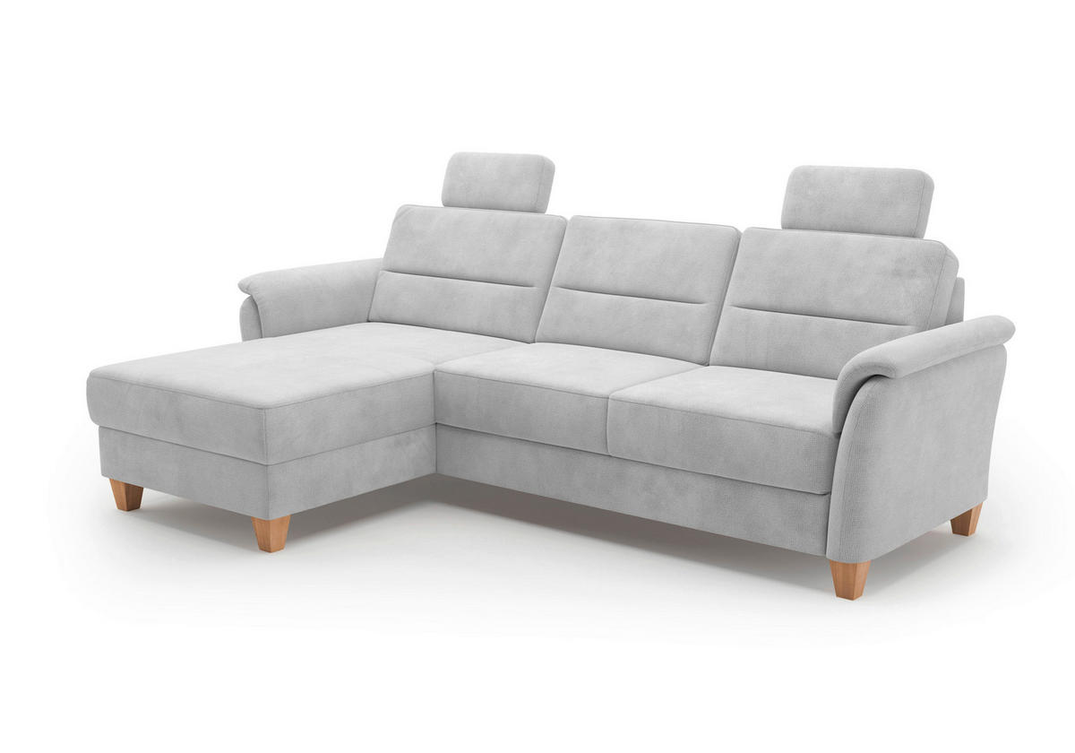 ECKSOFA in Flachgewebe Silberfarben  163/244 cm  - Eichefarben/Silberfarben, KONVENTIONELL, Holz/Textil (163/244cm) - Sit & More