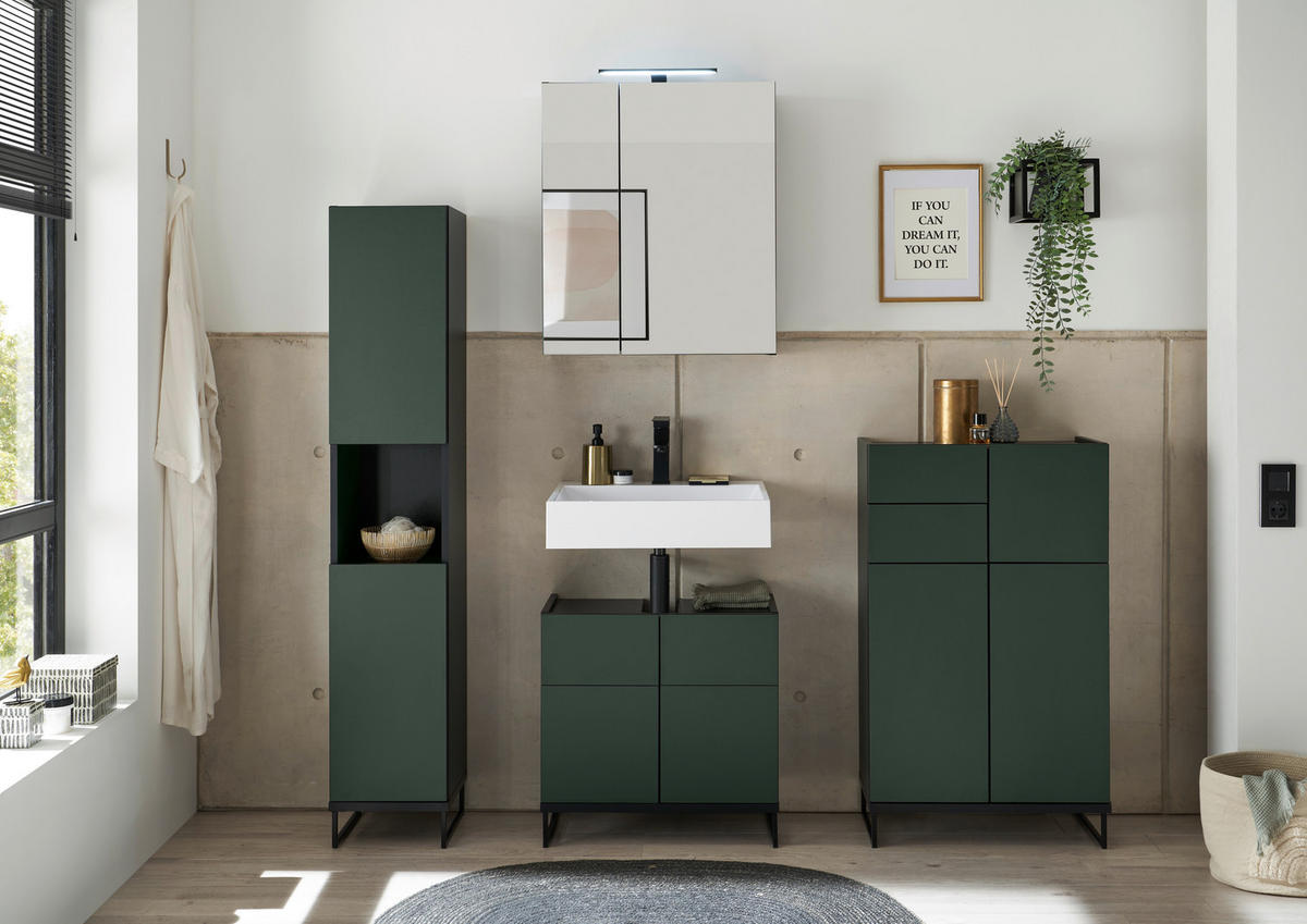 SPIEGELSCHRANK 60/70/23 cm  - Schwarz/Grün, Basics, Glas/Holzwerkstoff (60/70/23cm) - MID.YOU