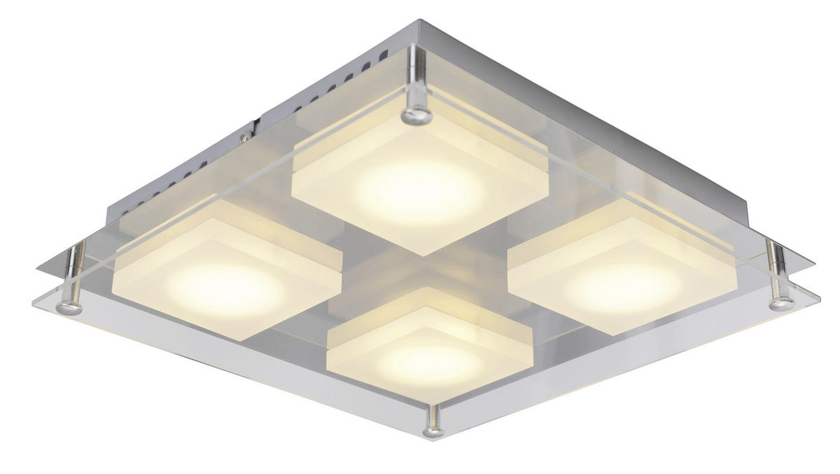 LED-DECKENLEUCHTE 24/24/4,7 cm   - Chromfarben, Design, Kunststoff/Metall (24/24/4,7cm) - Näve