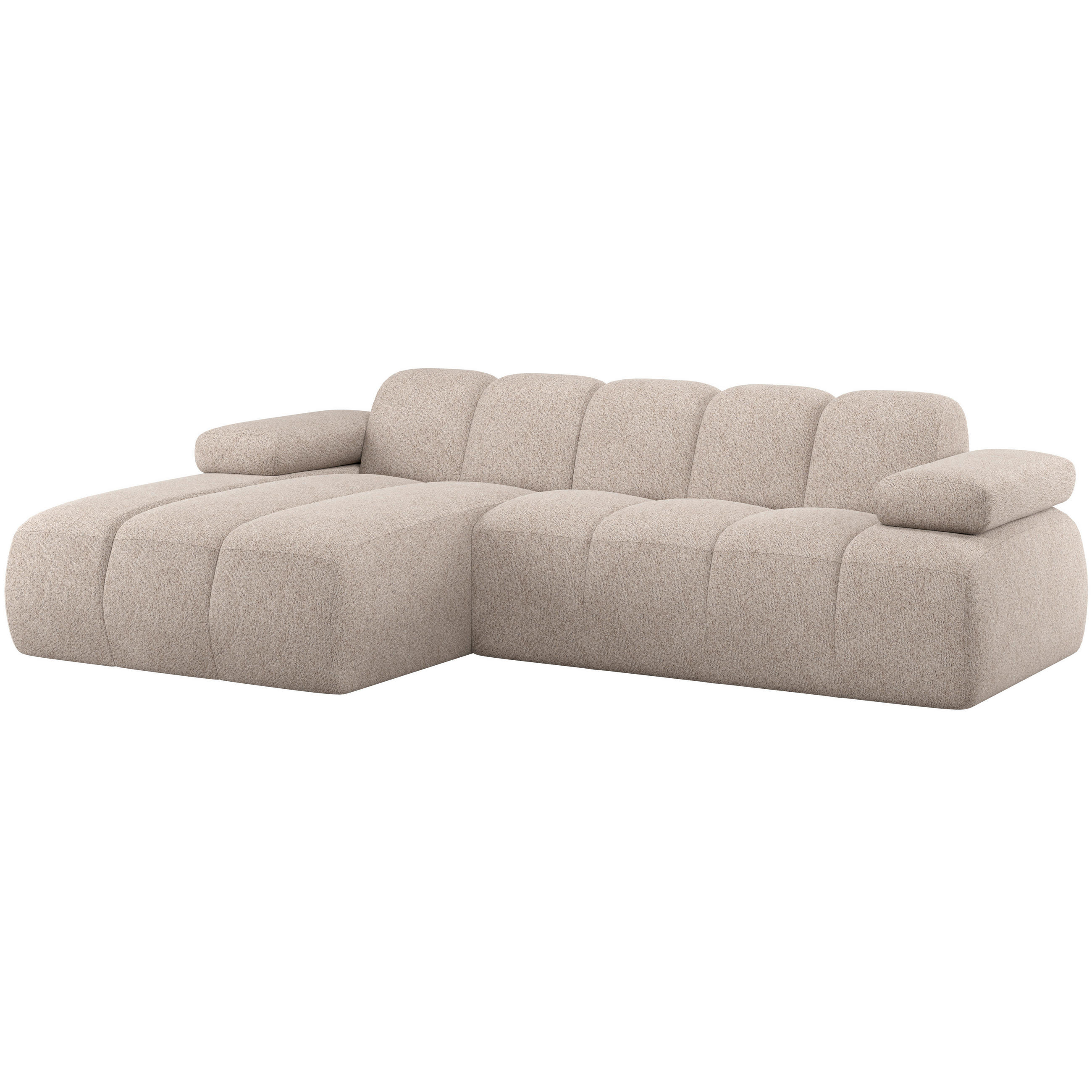 ECKSOFA Mojo Sandfarben Webstoff Armteilverstellung  - Sandfarben/Schwarz, MODERN, Kunststoff/Textil (160/284cm) - Livetastic