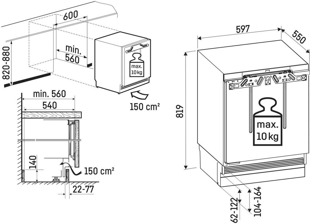 KÜHLSCHRANK URD3600  - Weiß, Basics, Glas/Kunststoff (59,7/81,9/55,6cm) - Liebherr