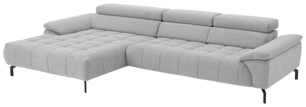ECKSOFA in Chenille Grauweiss  - Schwarz/Grauweiss, Design, Textil/Metall (190/329cm) - Beldomo Style