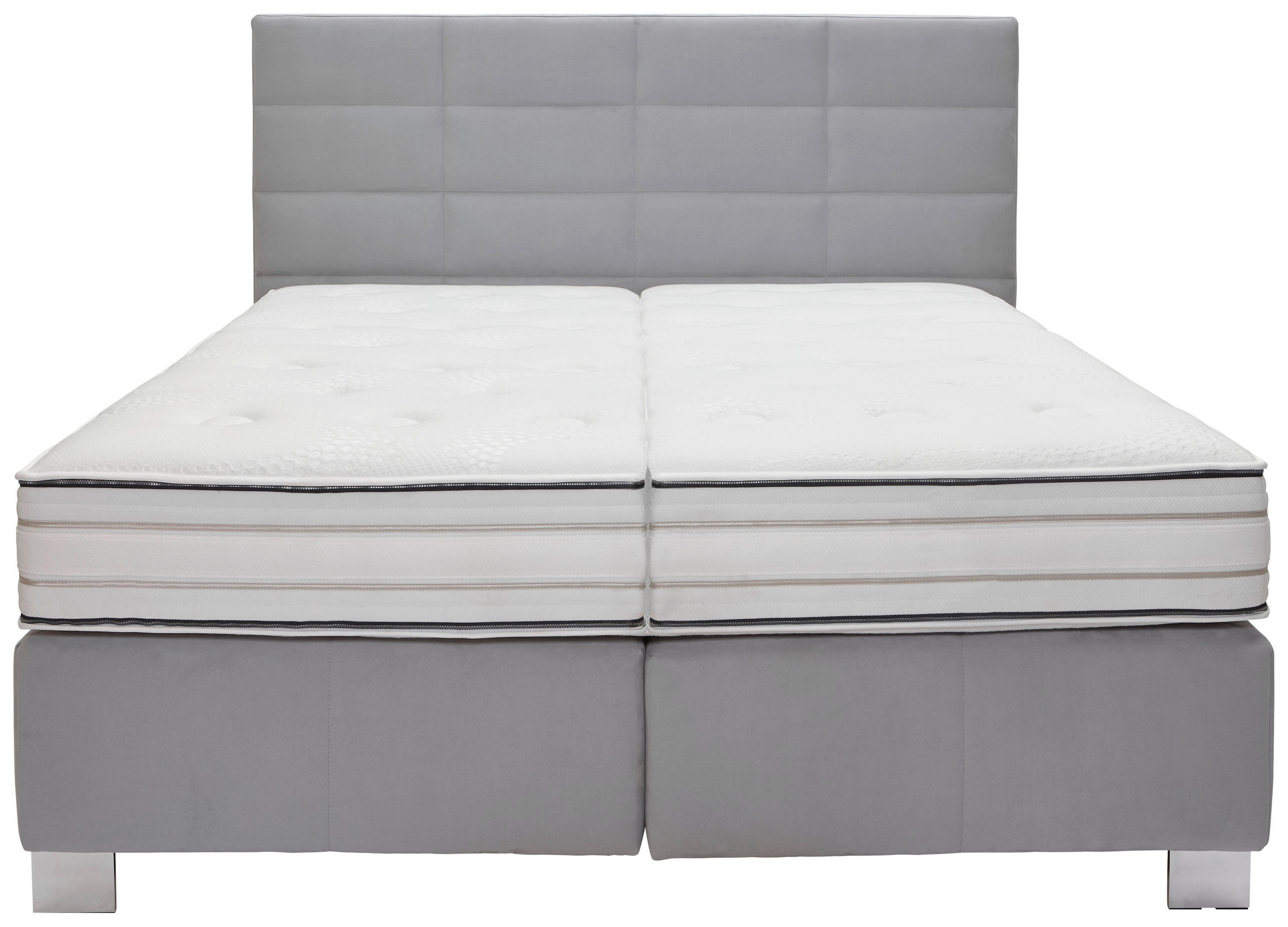 POSTELJA BOXSPRING 180 cm x 200 cm , tekstil svetlo siva - barve aluminija/svetlo siva, Konvencionalno, kovina/tekstil (180/200cm) - Dieter Knoll