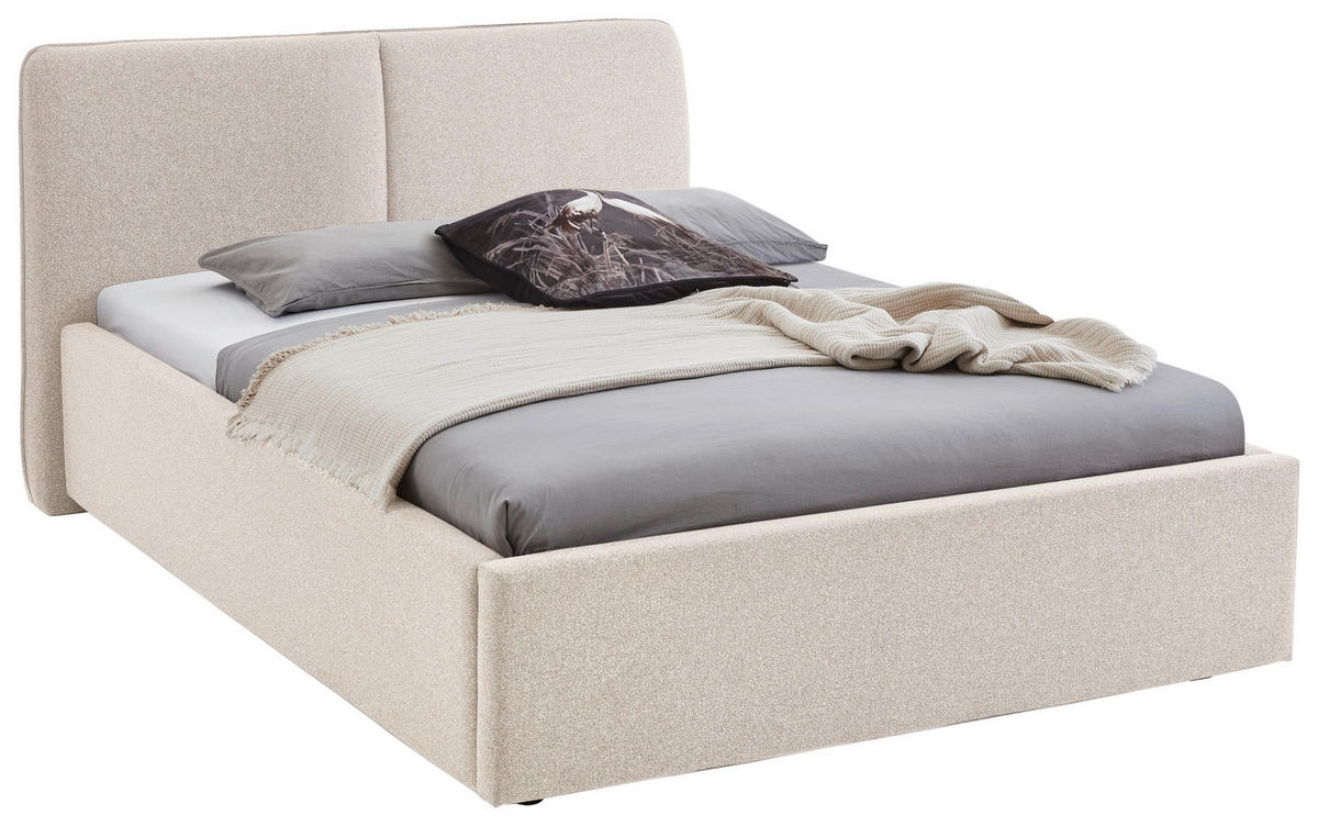 POLSTERBETT 140/200 cm,  in Beige,  - Beige/Schwarz, Design, Holz/Textil (140/200cm) - Stylife