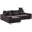 ECKSOFA in Flachgewebe Dunkelbraun  - Dunkelbraun, Design, Textil/Metall (188/260cm) - Hom`in