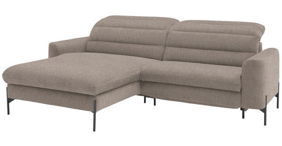 ECKSOFA in Flachgewebe Hellbraun 191/252 cm - Hellbraun/Schwarz, Design, Textil/Metall (191/252cm) - Dieter Knoll