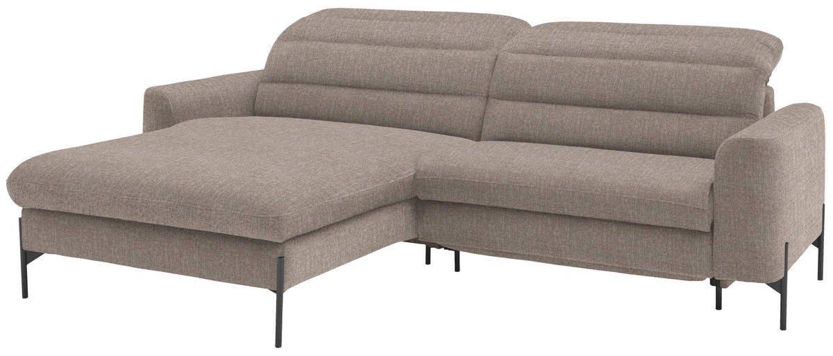 ECKSOFA in Flachgewebe Hellbraun  - Hellbraun/Schwarz, Design, Textil/Metall (191/252cm) - Dieter Knoll