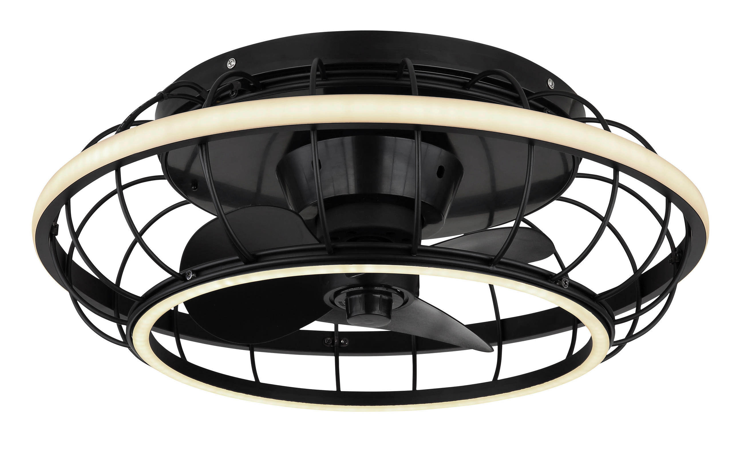 Deckenleuchte mit Ventilator 50/18 cm   - Opal/Schwarz, Design, Kunststoff/Metall (50/18cm) - Globo