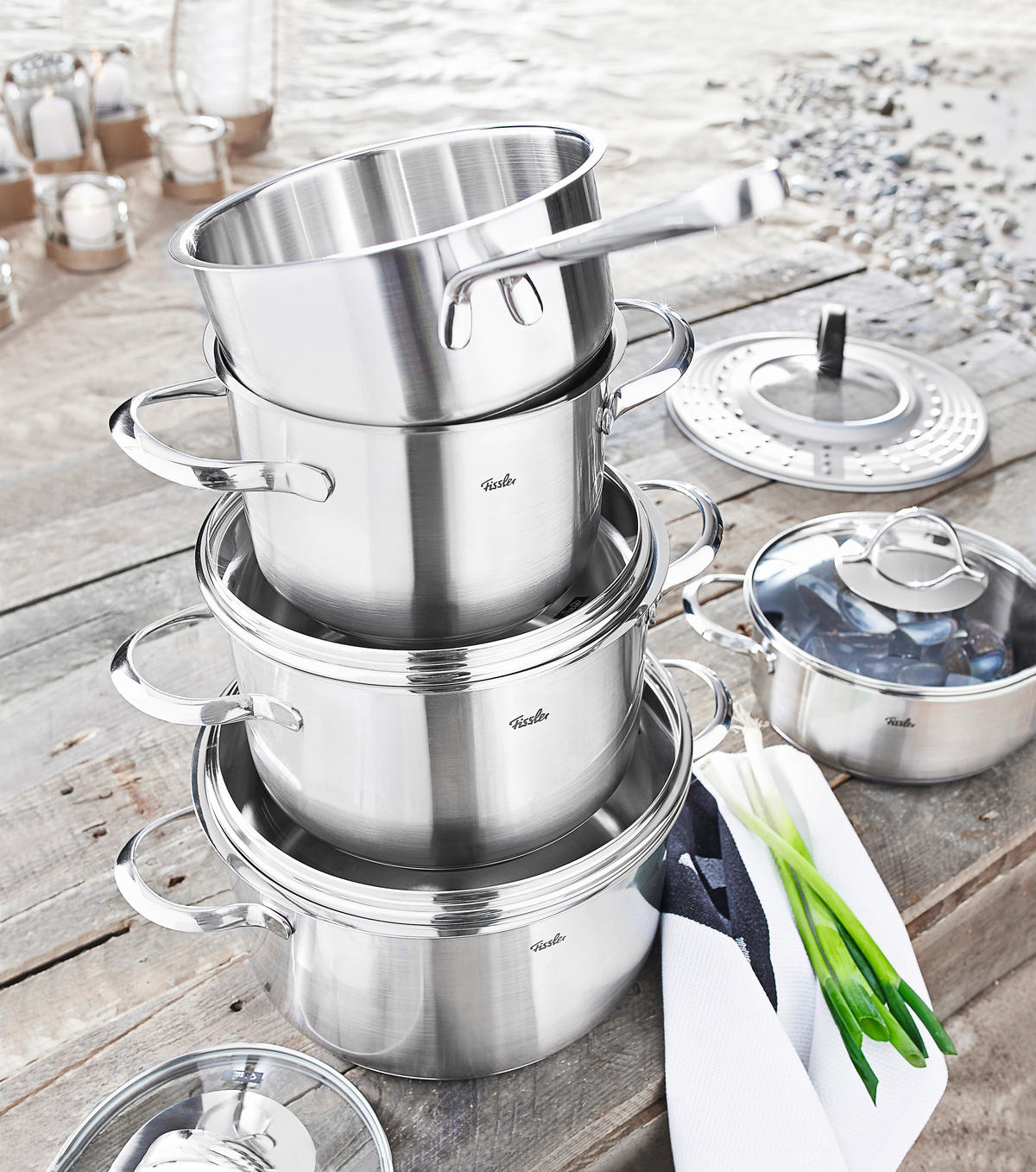 KOCHTOPFSET Paris 5-teilig  - Klar/Silberfarben, Basics, Glas/Metall - Fissler