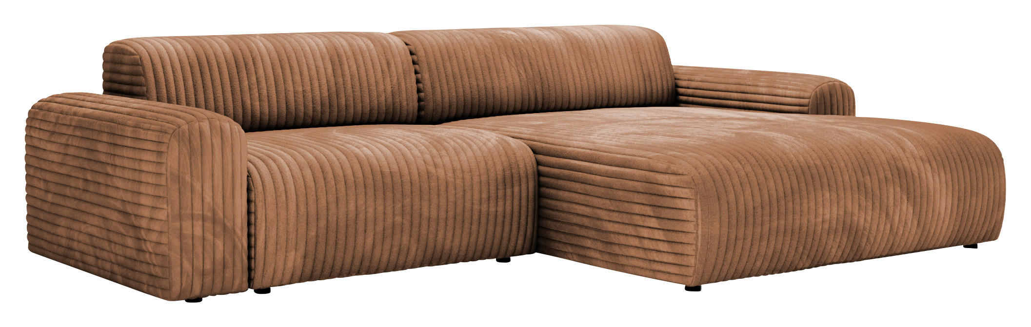 ECKSOFA in Cord Hellbraun  - Hellbraun/Schwarz, Design, Kunststoff/Textil (292/178cm) - Livetastic