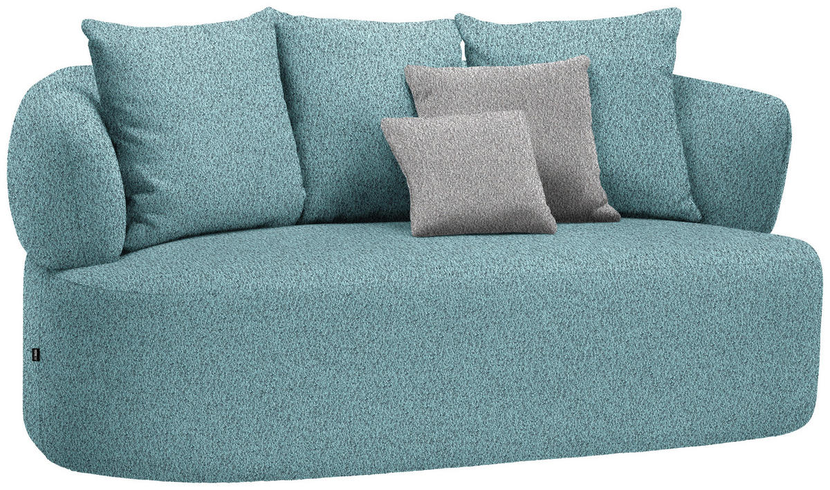 2-SITZER-SOFA  in Bouclé Schwarz, Türkis  - Türkis/Taupe, MODERN, Kunststoff/Textil (177/86/105cm) - Hom`in