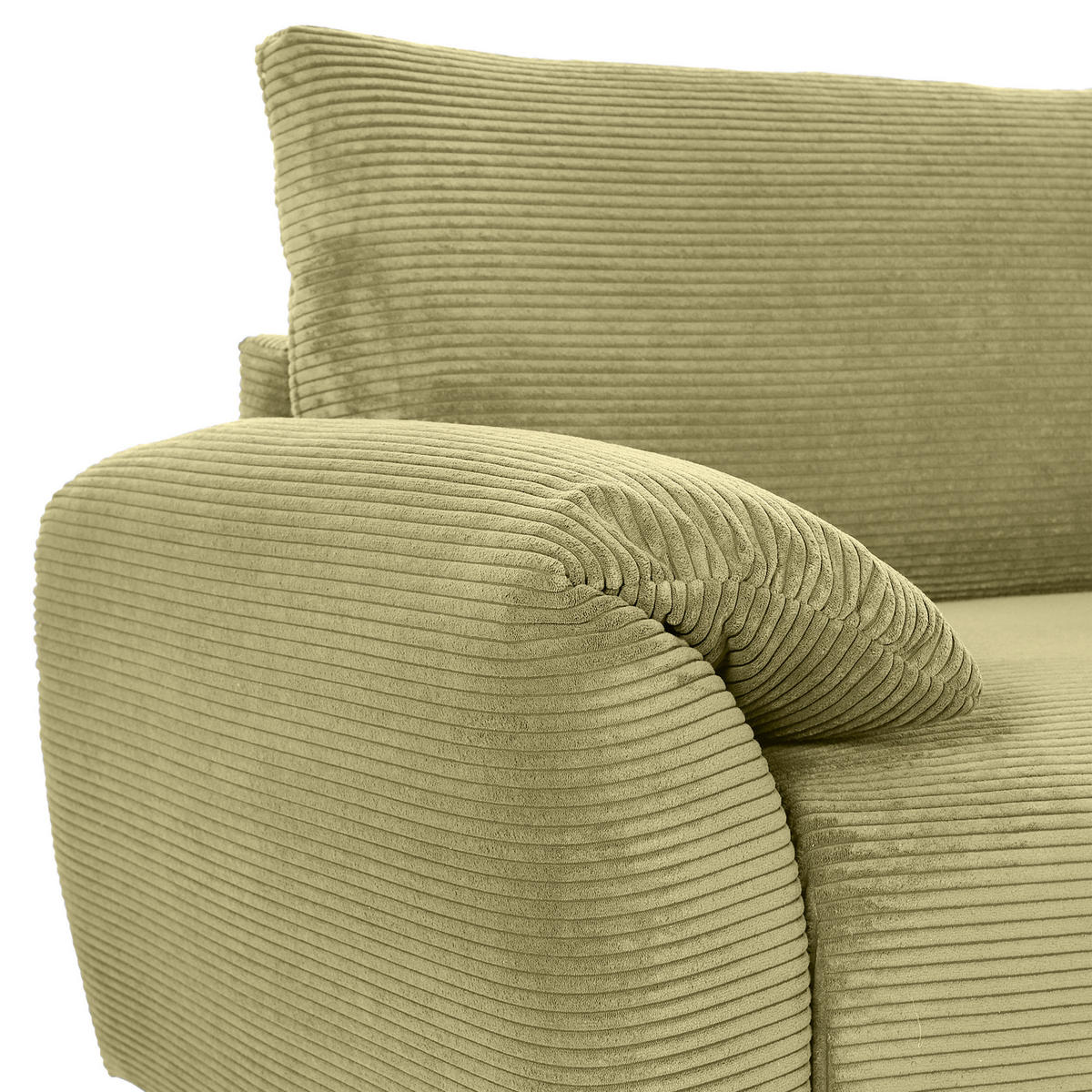ECKSOFA in Cord Hellgrün  - Schwarz/Hellgrün, Konventionell, Kunststoff/Textil (266/180cm) - MID.YOU