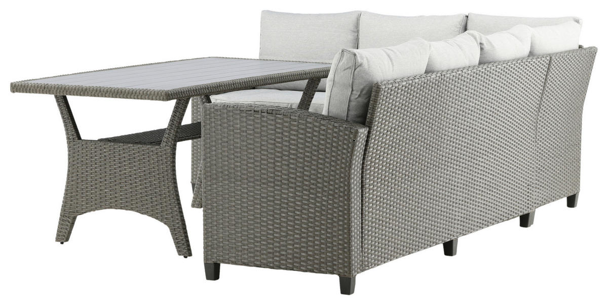 DINING-LOUNGESET 2-teilig  - Grau, KONVENTIONELL, Kunststoff - Gardenson