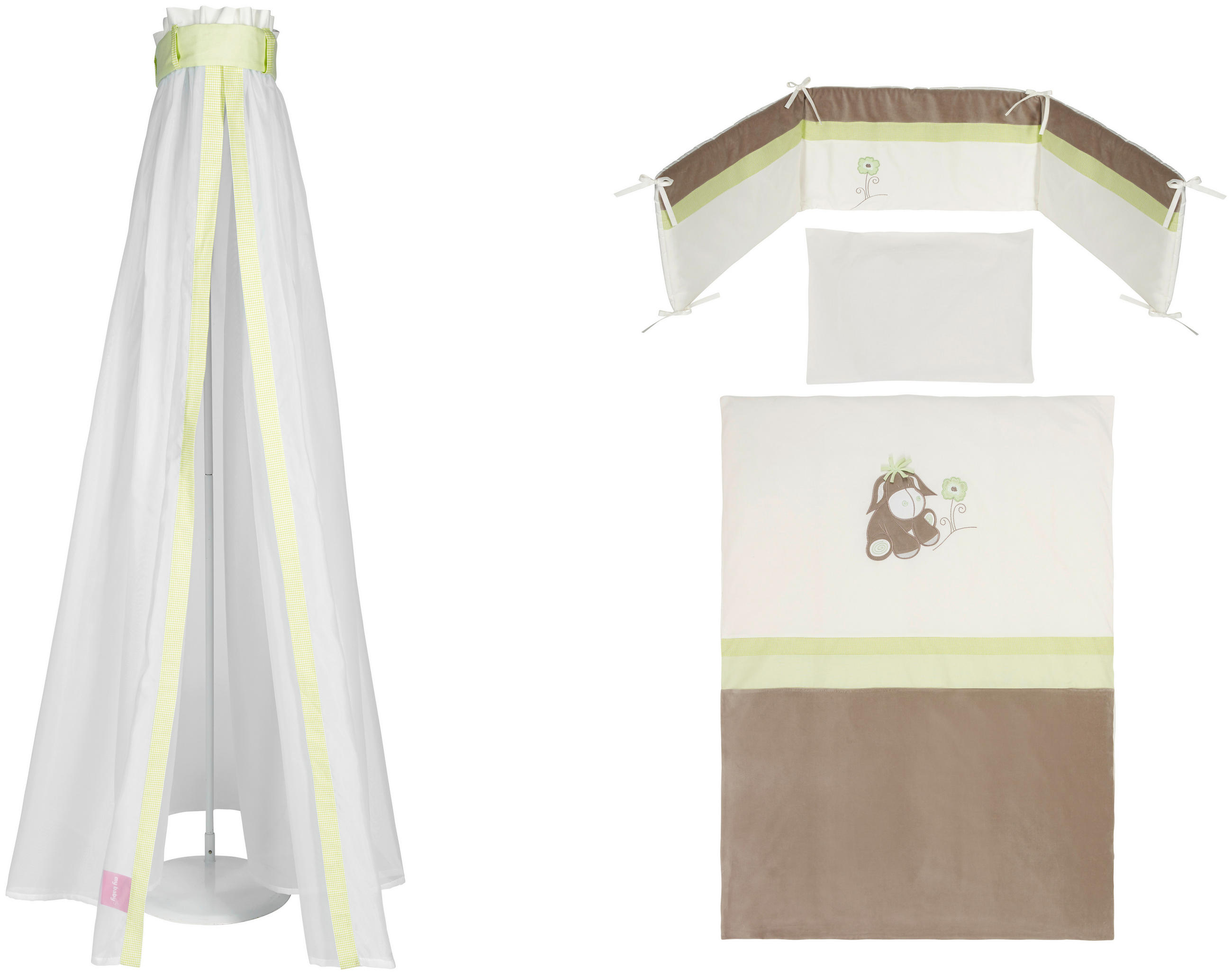 RÁCSOS KISÁGY SZETT 4 részes Diego  - barna/fehér, Basics, textil - Patinio