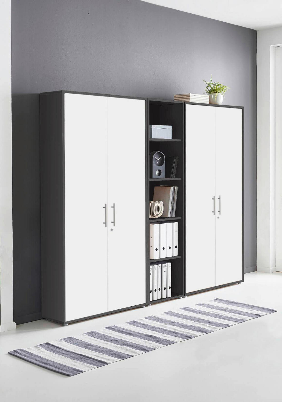 AKTENSCHRANK Anthrazit, Weiß  - Anthrazit/Weiß, MODERN, Holzwerkstoff (212,9/185,6/33cm) - MID.YOU