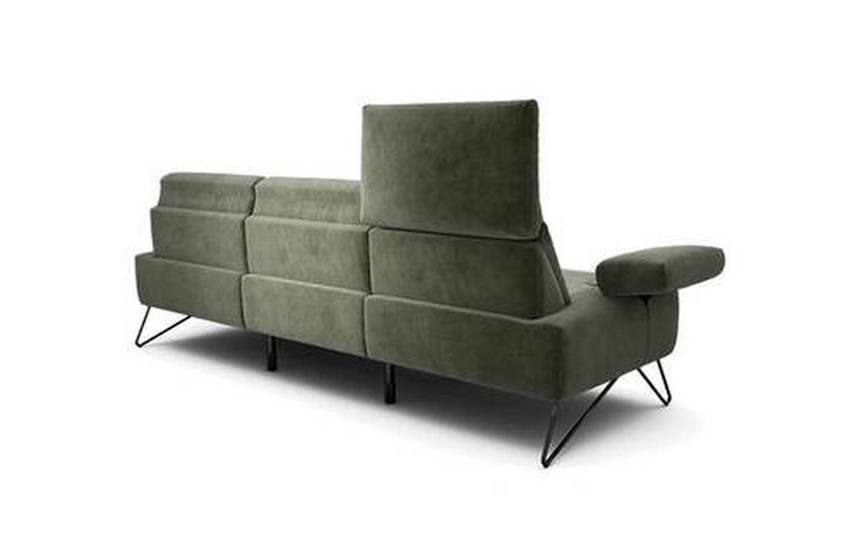 3-SITZER-SOFA in Samt Waldgrün  - Waldgrün/Schwarz, Design, Textil/Metall (234-264/85/86-94cm) - SENSOO