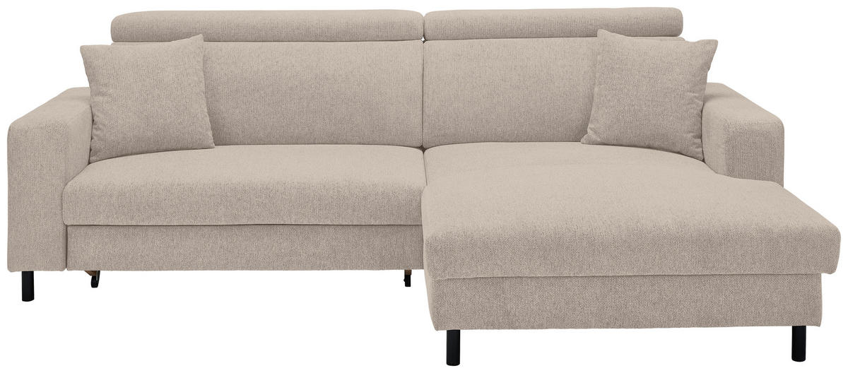 ECKSOFA in Flachgewebe Taupe  - Taupe/Schwarz, Design, Textil/Metall (262/166cm) - Xora