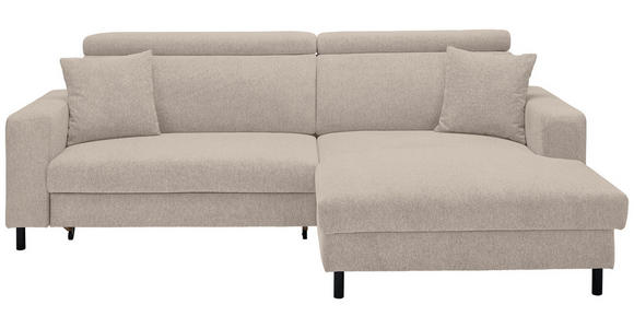ECKSOFA in Flachgewebe Taupe 262/166 cm - Taupe/Schwarz, Design, Textil/Metall (262/166cm) - Xora