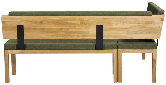 ECKBANK 171/248 cm Webstoff Grün, Eichefarben Eiche vollmassiv   - Eichefarben/Grün, KONVENTIONELL, Holz/Textil (171/248cm) - Linea Natura