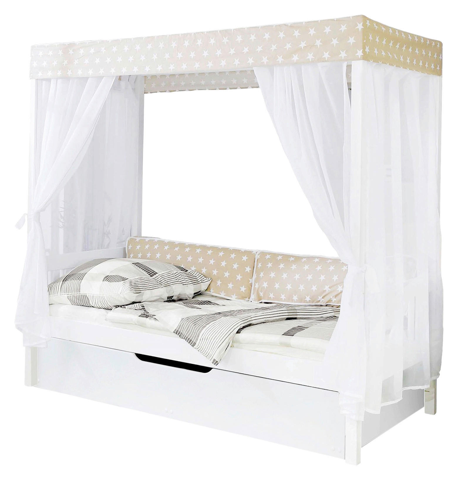 Livetastic POSTEL S NEBESY, 90/200 cm bílá, béžová