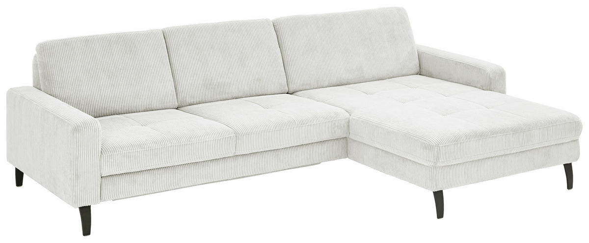 ECKSOFA in Cord Creme  - Creme/Schwarz, Modern, Textil/Metall (302/177cm) - Beldomo Style