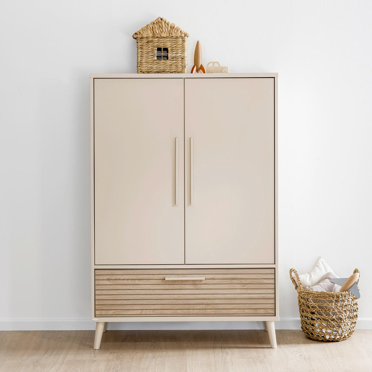 BABYKLEIDERSCHRANK Eefje Eichefarben, Beige  - Eichefarben/Beige, Basics, Holzwerkstoff (94,8/139,2/41,1cm) - Paidi