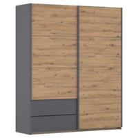 SCHWEBETÜRENSCHRANK in Grau, Eiche Artisan  - Eiche Artisan/Grau, Modern, Holzwerkstoff (175/210/59cm) - Rauch Möbel