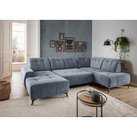 WOHNLANDSCHAFT SANO Hellblau Chenille  - Schwarz/Hellblau, MODERN, Textil/Metall (200/337/180cm) - Livetastic