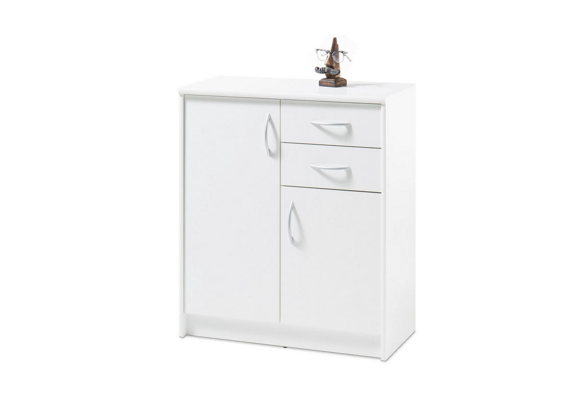 KOMODA   74/86/35 cm   bijela  - bijela/srebrne boje, Basics, drvni materijal/plastika (74/86/35cm) - Carryhome