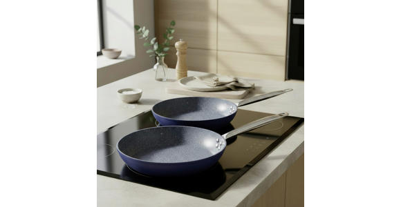 PFANNENSET Aluminium, Edelstahl 2-teilig  - Dunkelblau, Basics, Metall - Homeware Profession.